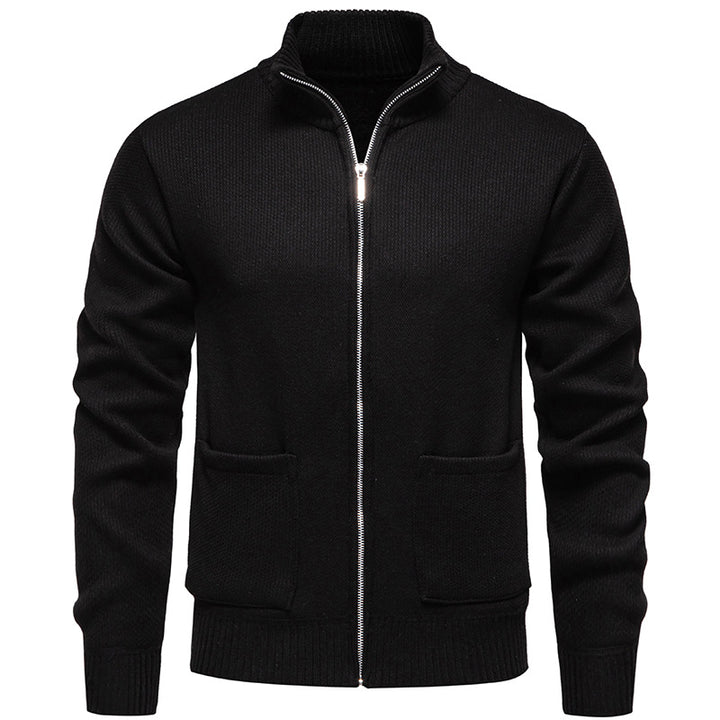 Herren nan feinstrukturierter Reißverschluss-Strickcardigan mit Stehkragen und aufgesetzten Taschen Echo Archiv