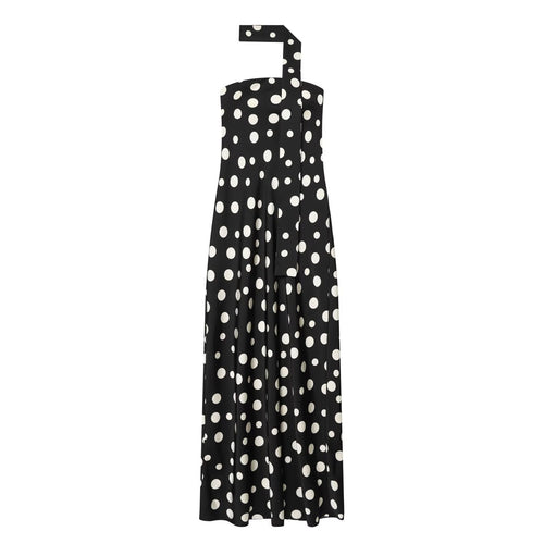 Damen Maxikleid mit asymmetrischem Träger und verspieltem Punktemuster Echo Archiv