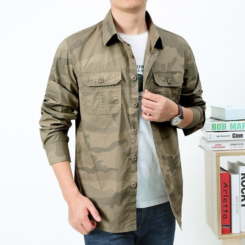 Herren nan Utility-Hemdjacke mit zwei Klappbrusttaschen und geradem Schnitt Echo Archiv