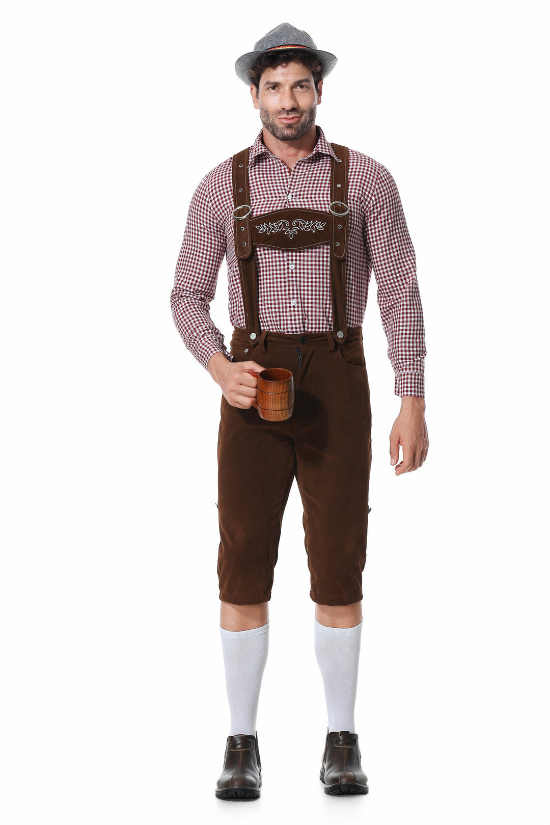 Herren nan authentische Trachtenlederhose kurz mit verstellbaren Trägern und aufwendiger Stickerei Echo Archiv