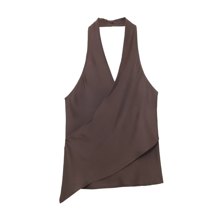 Damen elegantes Haltertop mit asymmetrischem Schnitt und schimmerndem Satinfinish Echo Archiv