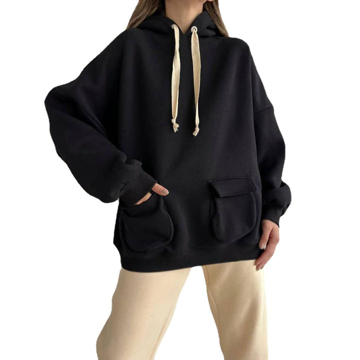 Damen nan Oversize-Kapuzenpullover mit aufgesetzten Klappentaschen und extra-langen Kordeln Echo Archiv