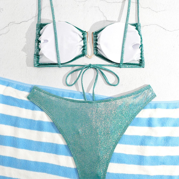 Damen Glänzender Bikini mit feinen Trägern Echo Archiv