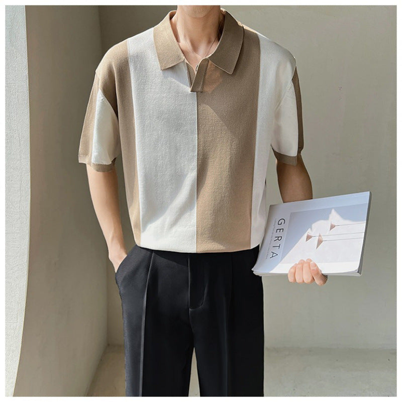 Herren Poloshirt mit modernem Farbblockdesign und lockerer Passform Echoarchiv