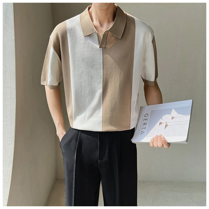 Herren Poloshirt mit modernem Farbblockdesign und lockerer Passform Echoarchiv