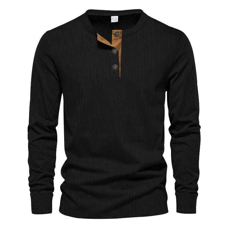 Herren Langarm-Henley-Shirt mit strukturiertem Design Echoarchiv