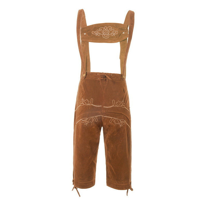 Herren nan traditionelle Wildleder Lederhose mit bestickten Trägern und Kniebund Echo Archiv