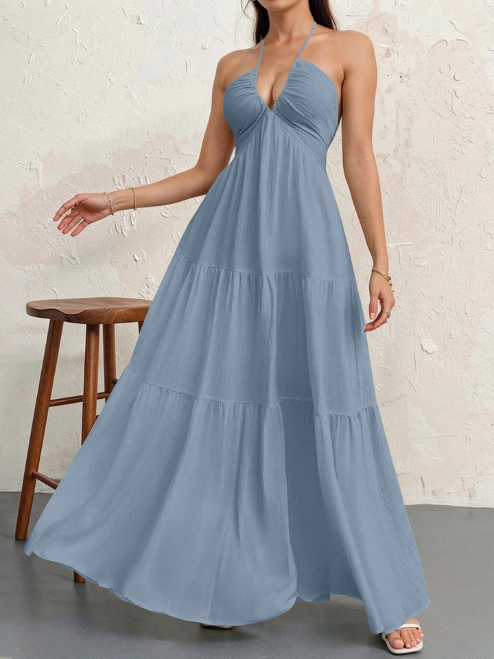 Damen Maxikleid mit tiefem V-Ausschnitt und luftiger Silhouette Echo Archiv