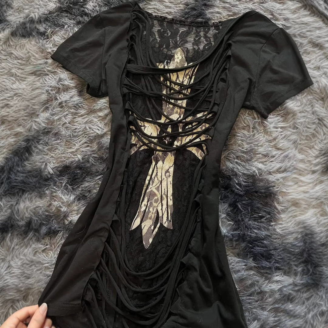 Damen Trendiges T-Shirt mit kreativen Grafiken Echo Archiv