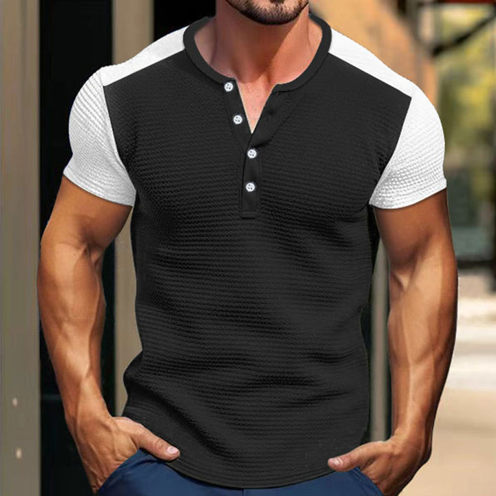 Herren nan kurzärmeliges Henleyshirt mit mittellanger Knopfleiste und Raglanärmeln Echo Archiv