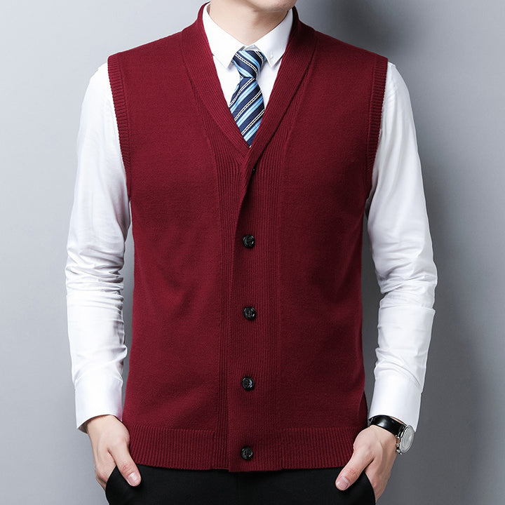 Herren elegante Strickweste mit V-Ausschnitt und praktischen Knöpfen Echoarchiv