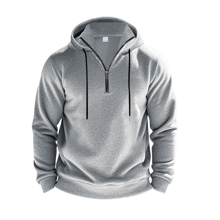 Herren moderner Kapuzenpullover mit halbem Reißverschluss und Kängurutasche Echoarchiv