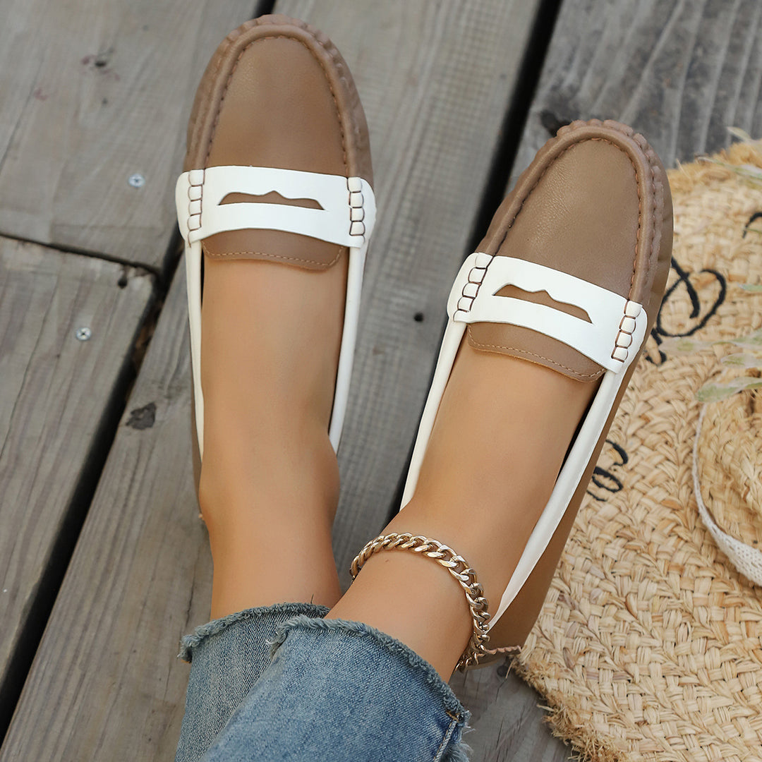 Damen klassische Penny-Loafer aus weichem Kunstleder mit gesteppter Rahmennaht und gepolsterter Komfortinnensohle – Lioré