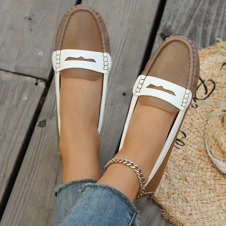 Damen klassische Penny-Loafer aus weichem Kunstleder mit gesteppter Rahmennaht und gepolsterter Komfortinnensohle – Lioré