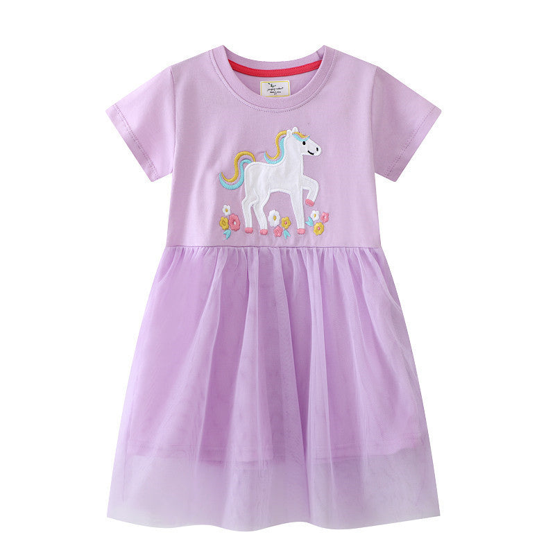 Mädchen Tüllkleid mit feiner Einhorn-Stickerei Echo Archiv