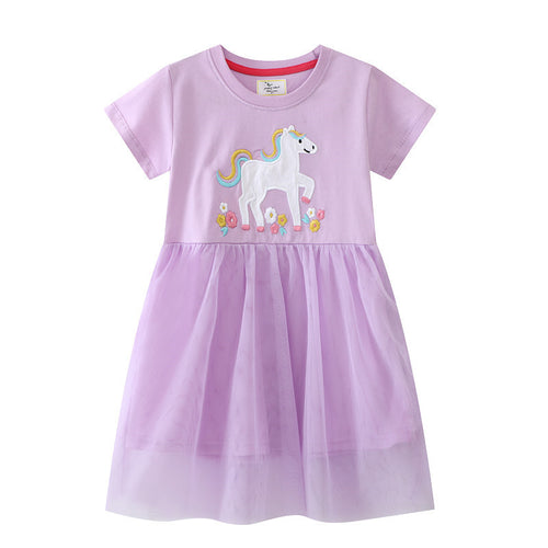 Mädchen Tüllkleid mit feiner Einhorn-Stickerei Echo Archiv