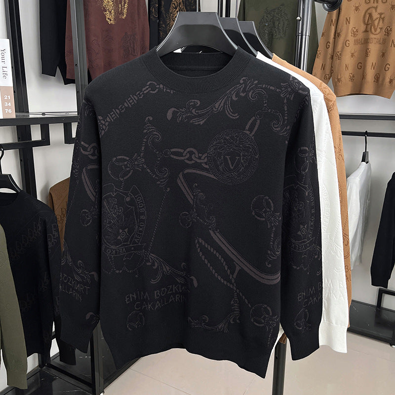Herren hochwertiger Strickpullover mit 3D-Logo-Dessin Echoarchiv