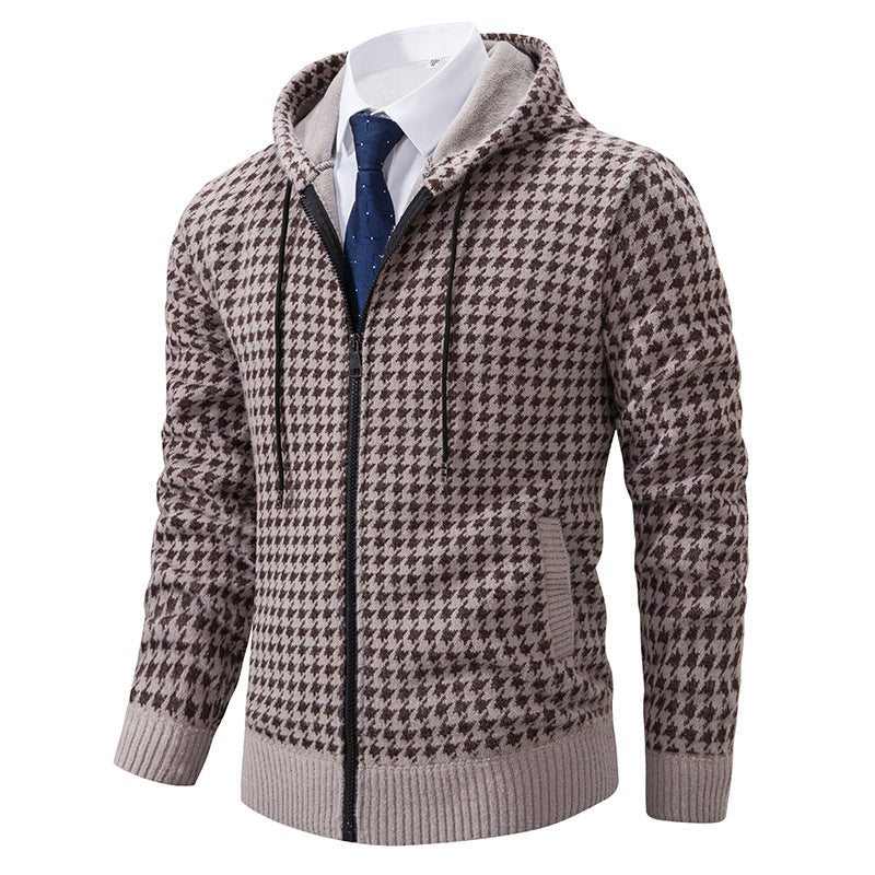 Herren elegante und bequeme Strickjacke mit Kapuze Echoarchiv