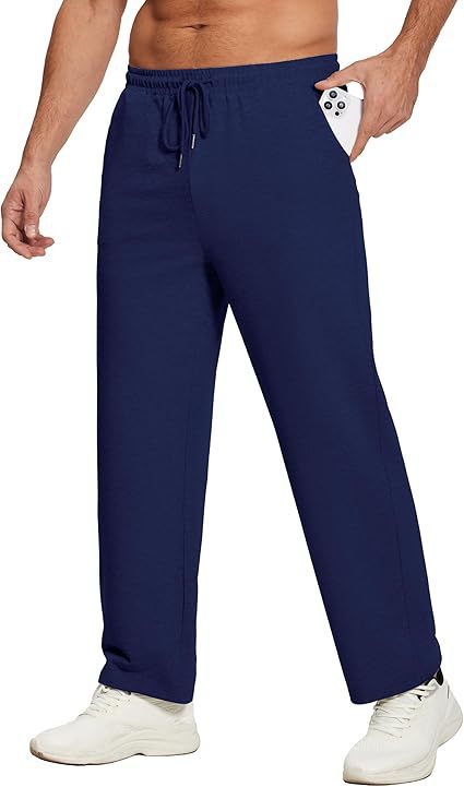 Herren locker fallende Loungehose aus softem Jersey mit Kordelzug, elastischem Bund und geradem Bein – Sorevano