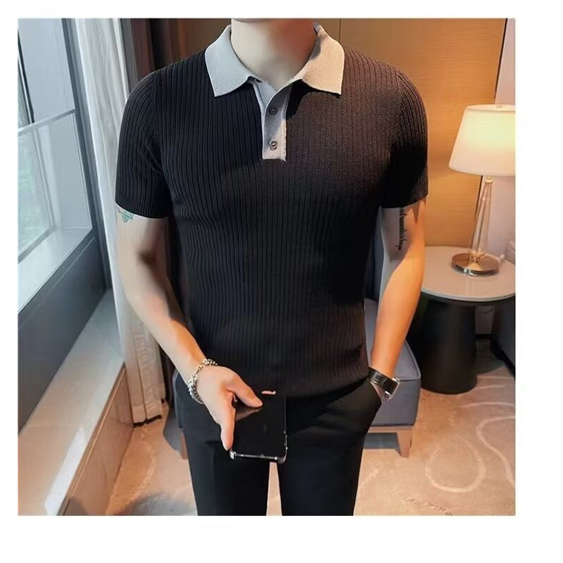 Herren Kurzarm Poloshirt mit Rippstruktur Echo Archiv