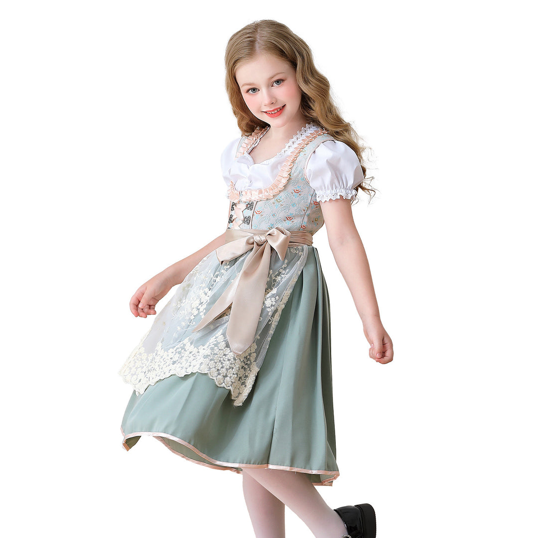Damen nan elegantes Mädchen Trachtenkleid mit Rüschenkorsett und Spitzenstickerie Echo Archiv