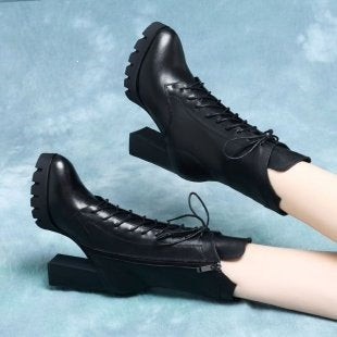 Damen Elegante Ankle Boots mit hohem Blockabsatz und Schnürung Echo Archiv