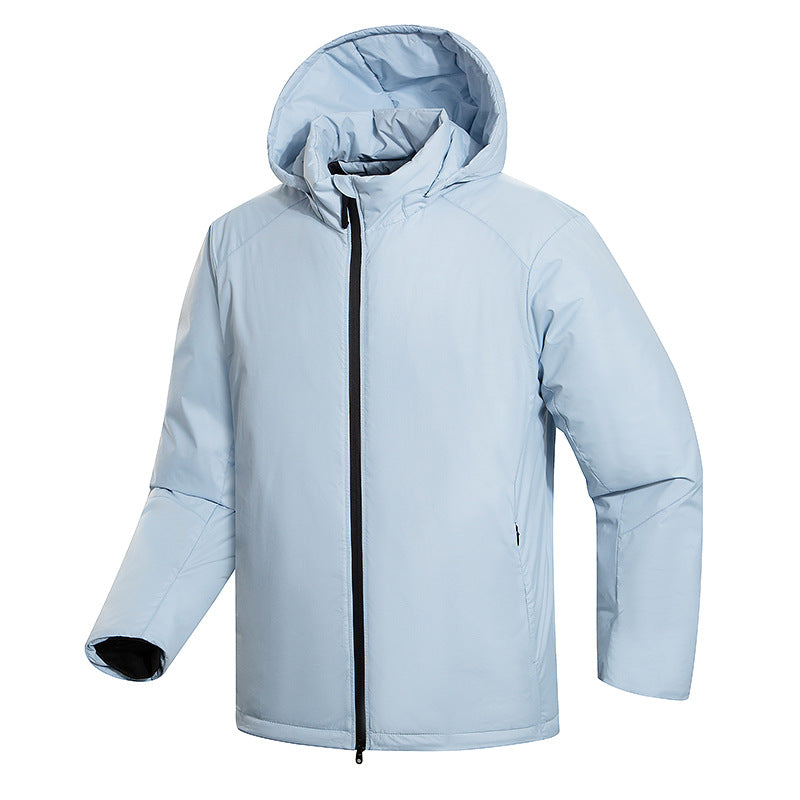 Herren Leichte Allwetter‑Isolationsjacke mit Kapuze, winddichter Hülle & verdecktem Reißverschluss Echoarchiv