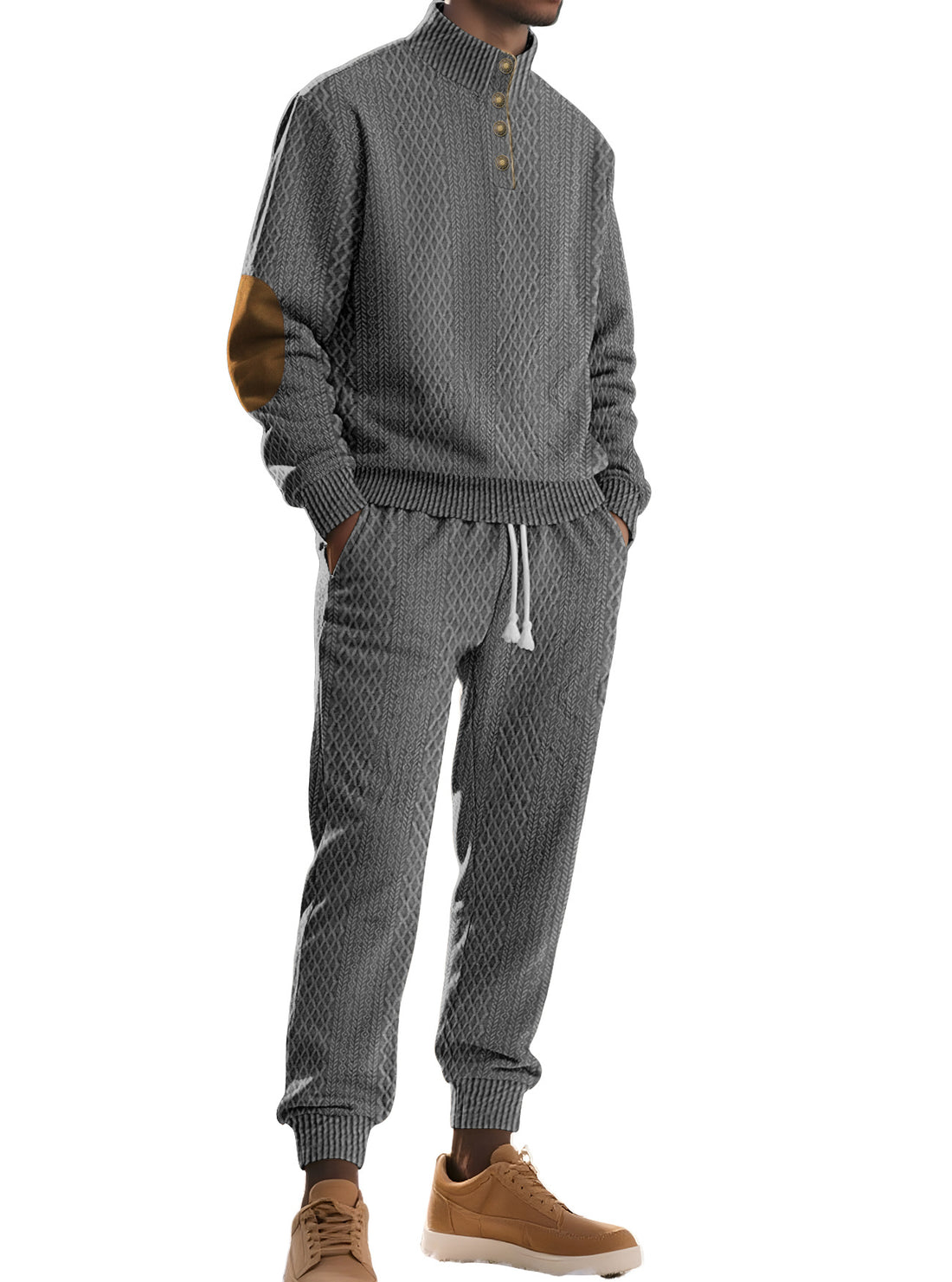 Herren Gemütlicher Strickanzug mit modernem Kragen – Norvane