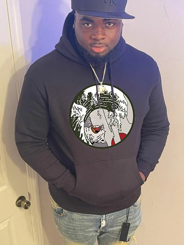 Herren Kapuzenpullover mit kreativer Welle Grafik Echoarchiv