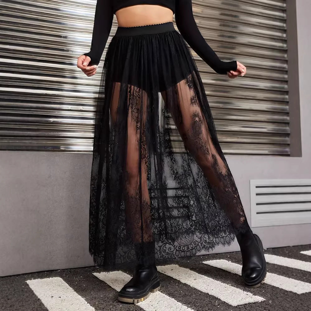 Damen Elegante Spitzen-Maxiröcke mit hohem Bund Echo Archiv