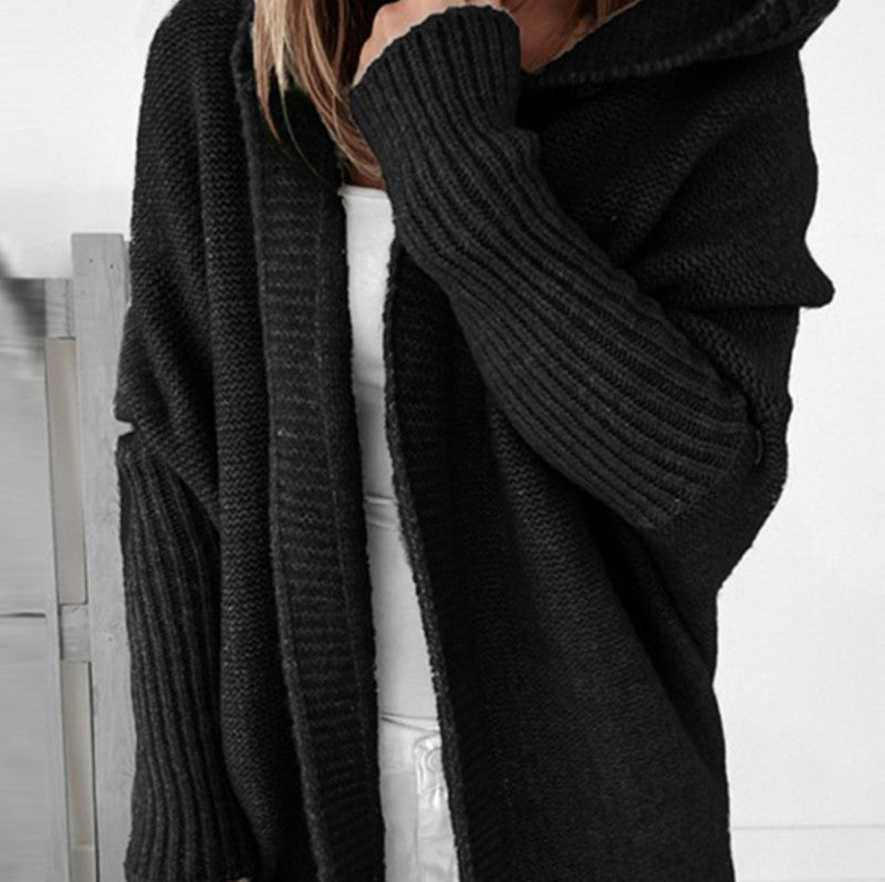 Damen Longline Kapuzen-Strickcardigan mit offener Front – Veloura