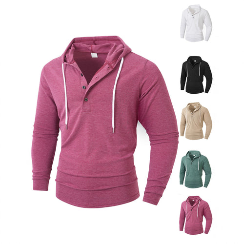 Herren Kapuzenshirt mit modernem Knopfverschluss und atmungsaktivem Stoff Echoarchiv