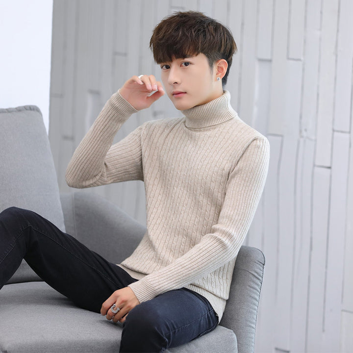Herren Eleganter Rollkragenpullover mit Rippmuster Echoarchiv