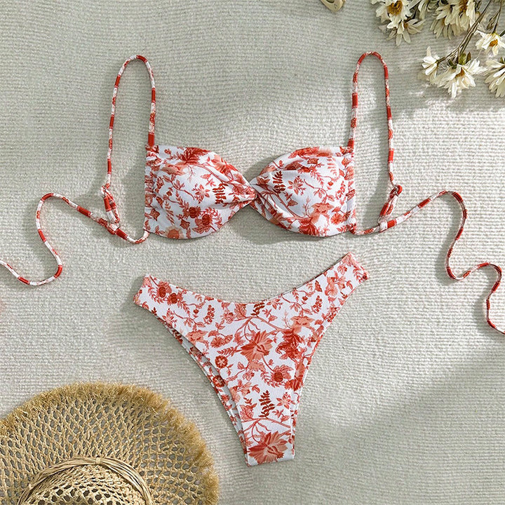 Damen Triangel-Bikini mit floralem Design und verstellbaren Trägern Echo Archiv