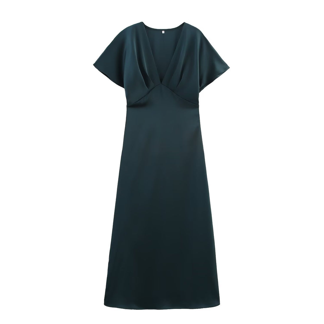 Damen Maxikleid mit elegantem V-Ausschnitt und fließendem Satin-Material – Valéora