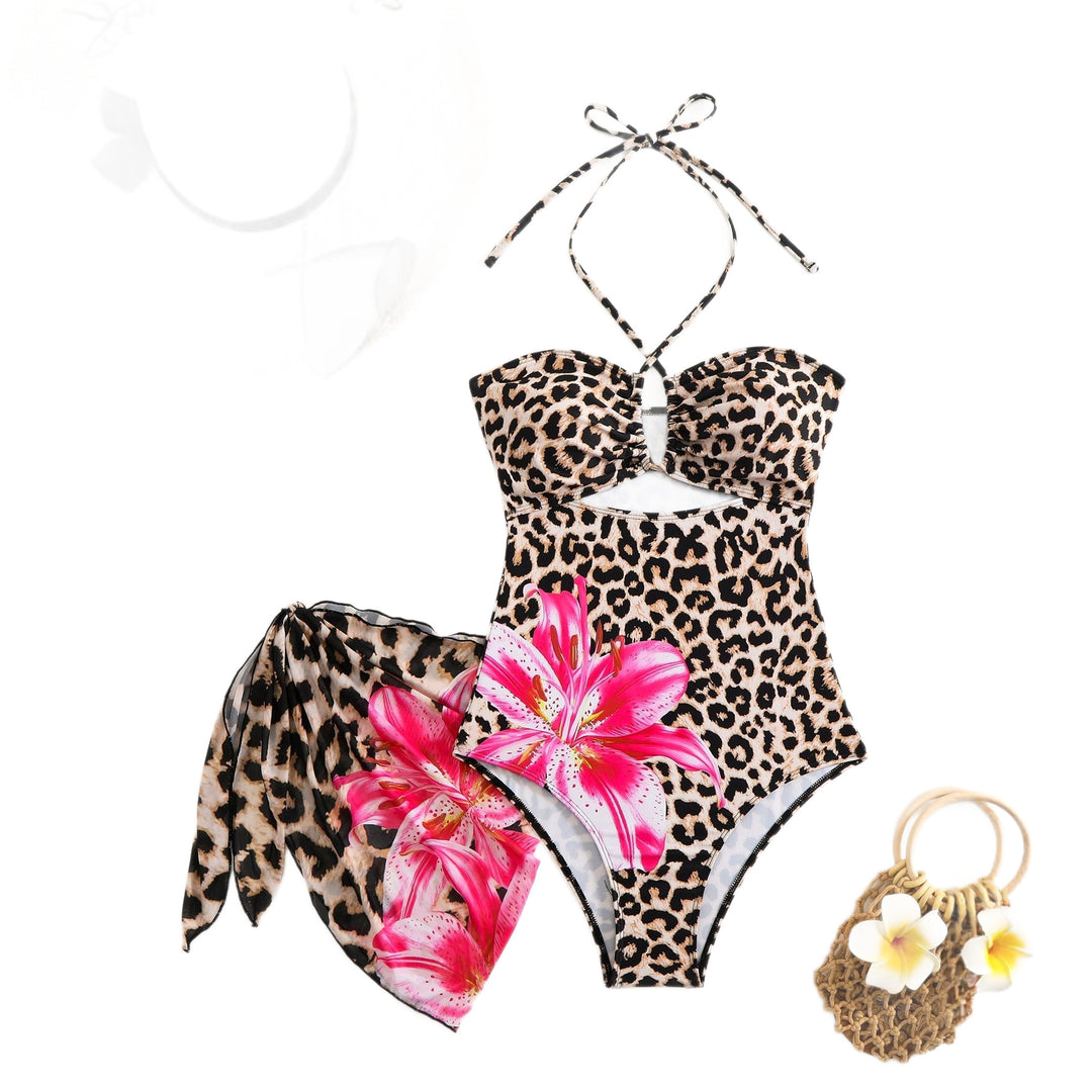 Damen Chic Cut-Out Badeanzug mit floralem Wickelrock Echo Archiv