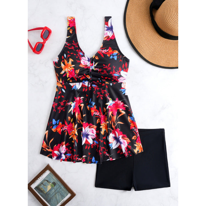 Damen Badeanzug mit floralem Design und seitlichem Bindeband Echo Archiv
