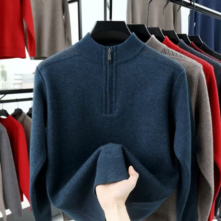 Herren funktionaler Rollkragenpullover mit halbzipper und strukturiertem Design Echoarchiv