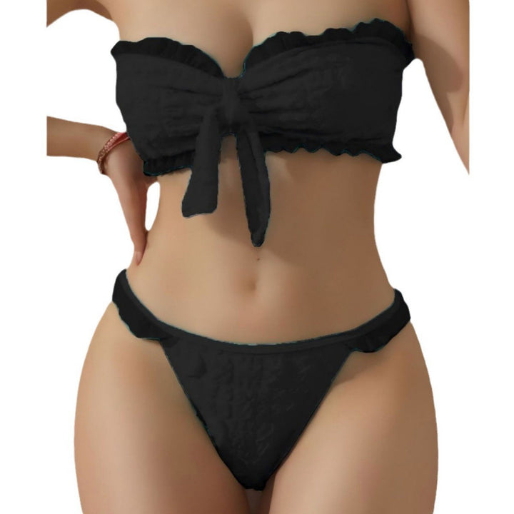 Damen Bandeau-Bikini mit modischen Rüschendetails und verstellbarem Knotendesign Echo Archiv