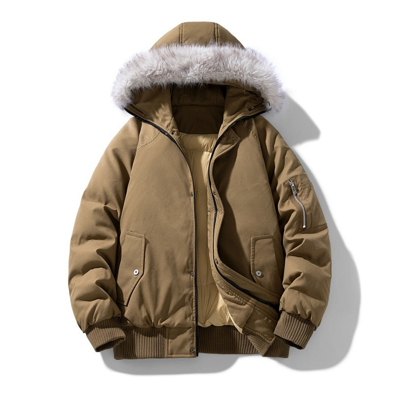 Herren gesteppter Winterparka mit abnehmbarem Kunstfellkapuze und winddichter Polsterung – Marzano
