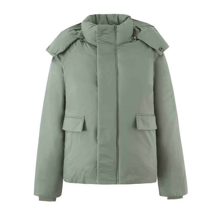 Damen Kurze boxy Funktionsjacke mit Kapuze, wattierter Isolierung und diagonalen Reißverschlusstaschen Echoarchiv