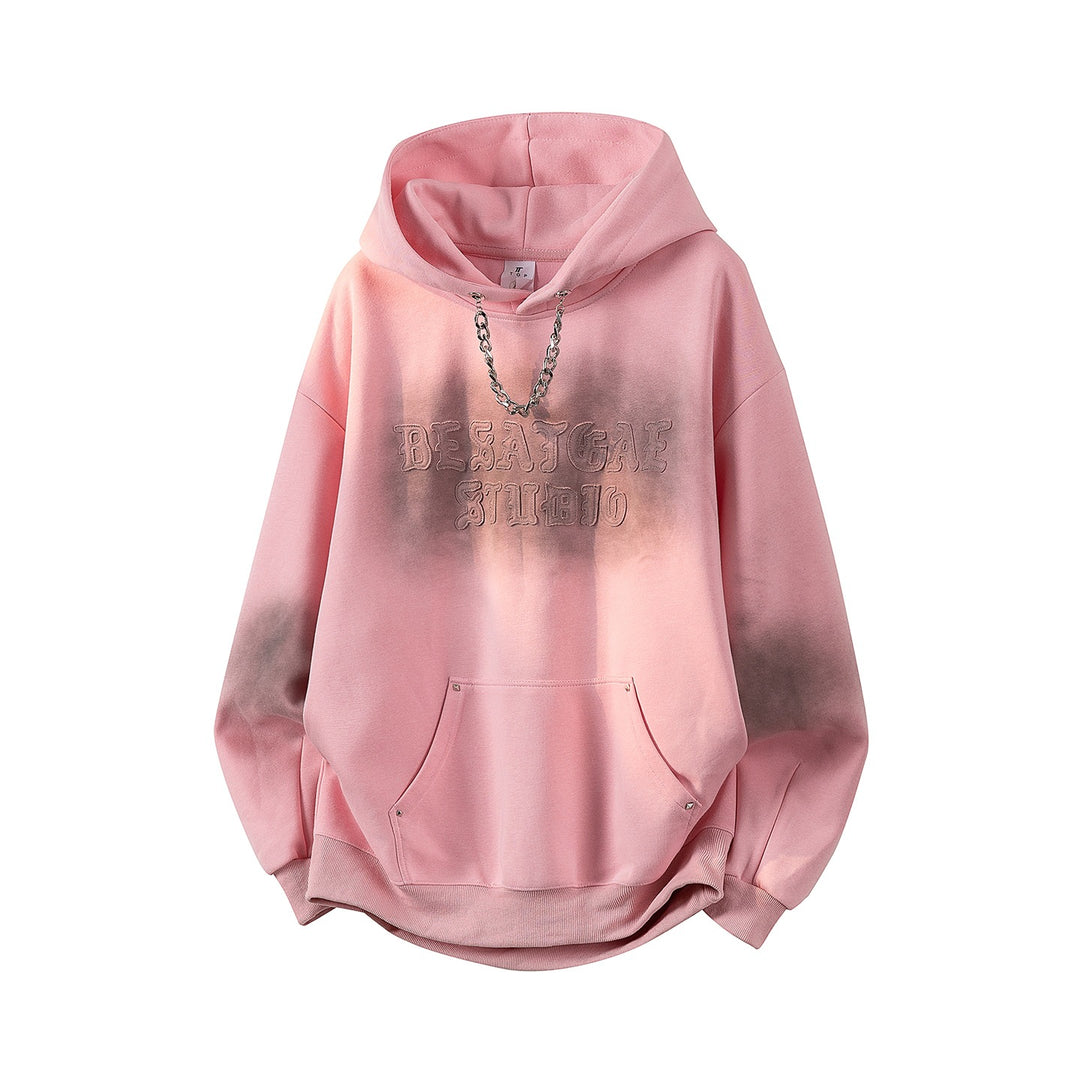 Unisex Oversize Kapuzenpullover mit handschriftlichem Grafik-Print, Kängurutasche & geripptem Saum Echoarchiv