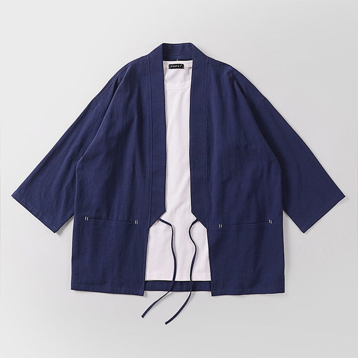 Unisex Kimono-Haori-Jacke mit Bindegürtel und dreiviertelärmeln Echoarchiv