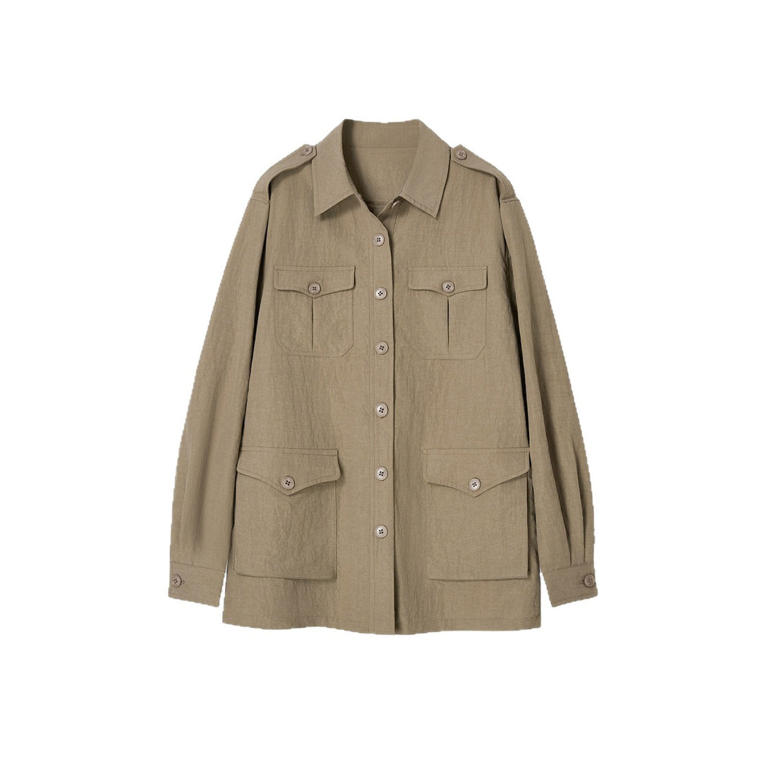 Damen Modische Utility-Jacke mit Taschen Echoarchiv