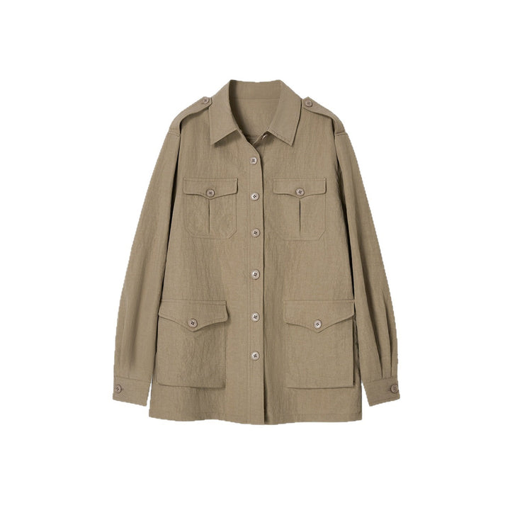 Damen Modische Utility-Jacke mit Taschen Echoarchiv