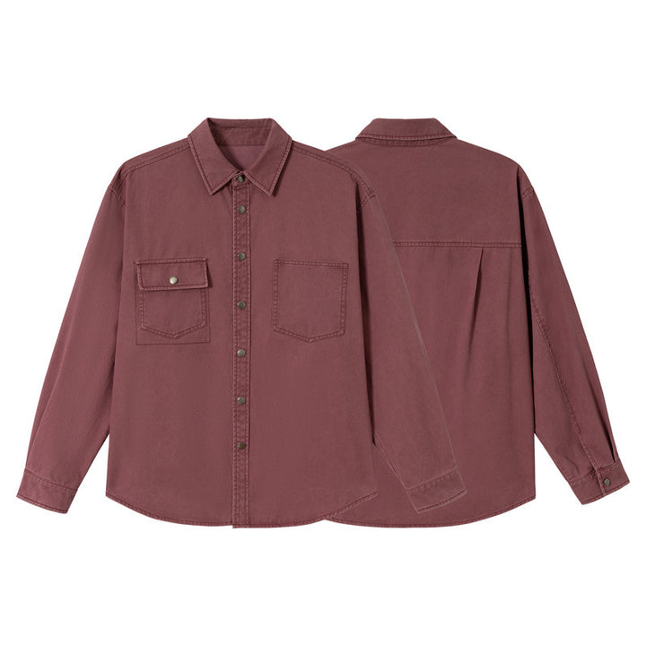 Damen Relaxed-Hemdenjacke aus Baumwoll-Twill mit asymmetrischer Brusttasche Echoarchiv