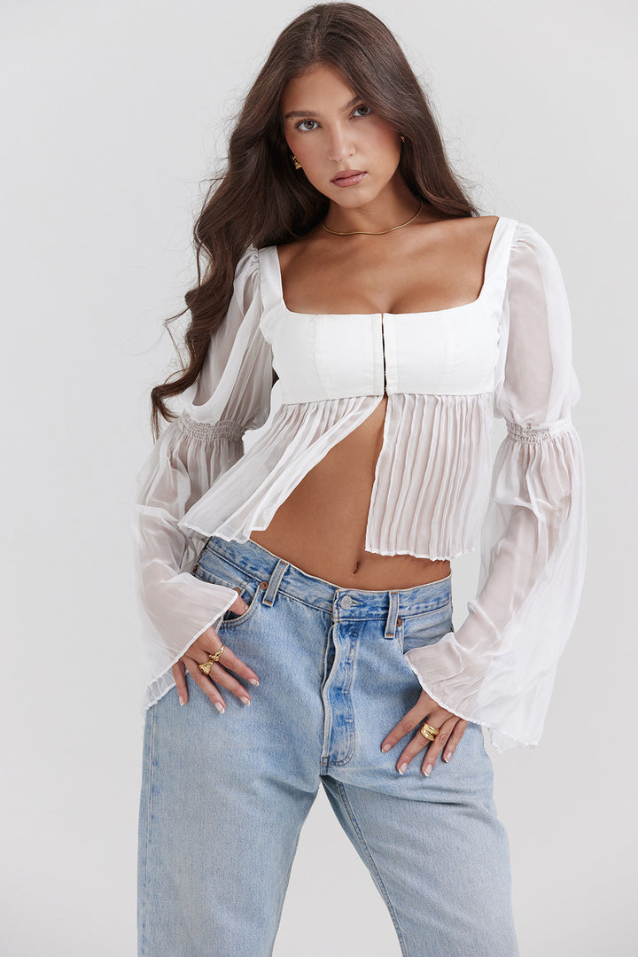 Damen Cropped Bluse mit Puffärmeln Echo Archiv