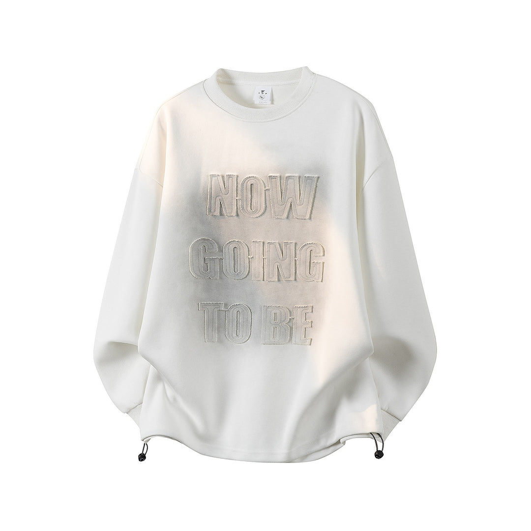 Damen Oversize-Sweatshirt mit gesticktem Schriftzug, abgerundetem Saum & überschnittener Schulter Echoarchiv