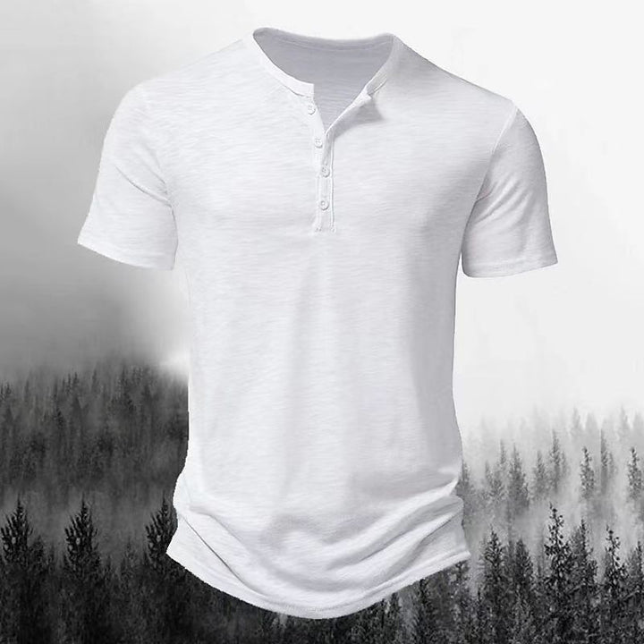 Herren Freizeit Kurzarm Henley Shirt mit Knopfleiste Echoarchiv