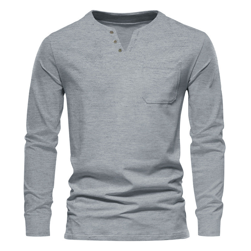 Herren Langarm-Henley-Shirt mit praktischer Brusttasche und modischem Design Echoarchiv
